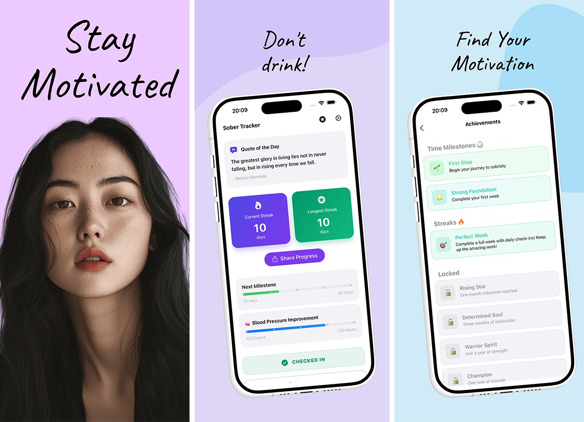 Sober Tracker App Screenshots